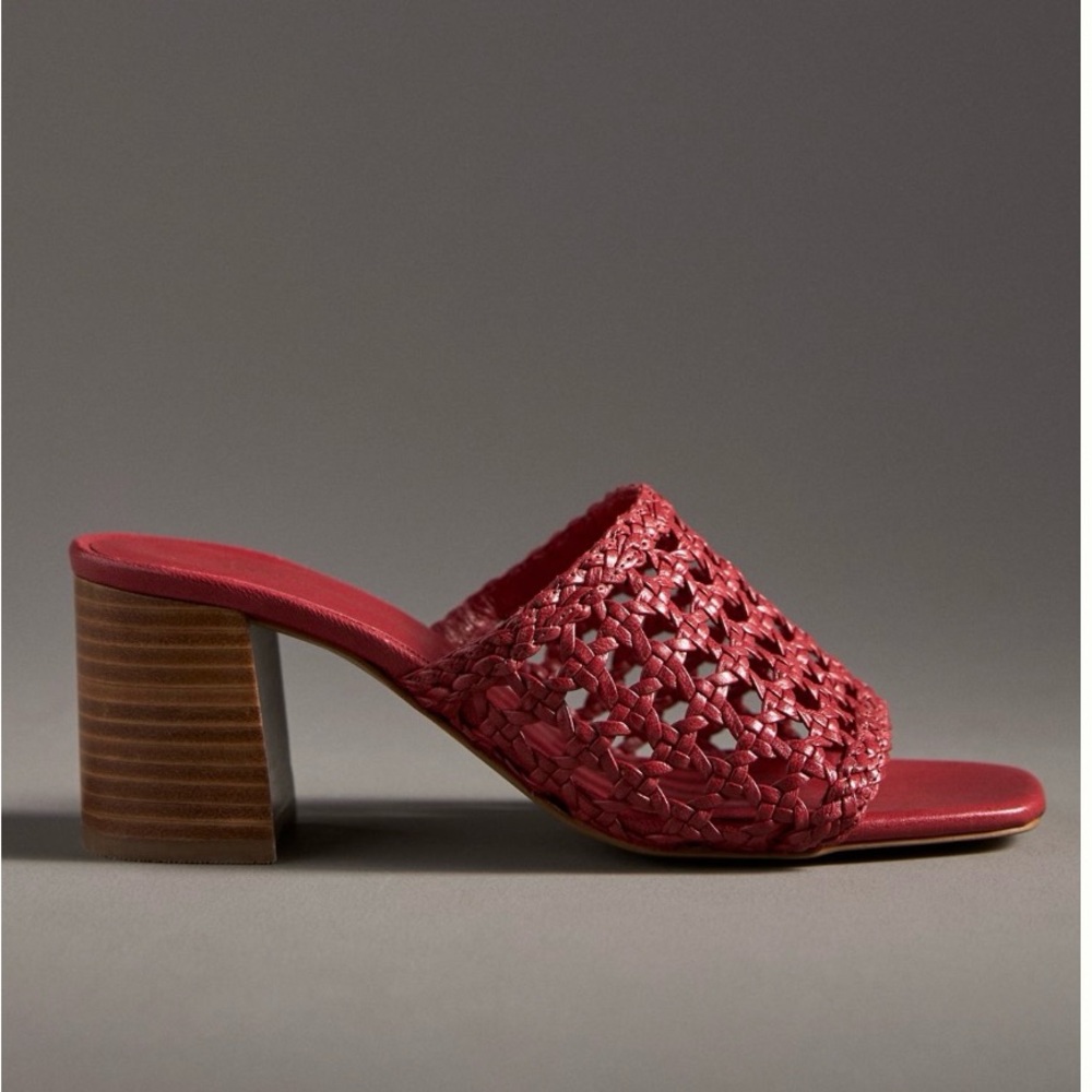 Anthropologie NIB $148 7 - 7.5 / 38 Elegant Red Woven Women's Block Heels